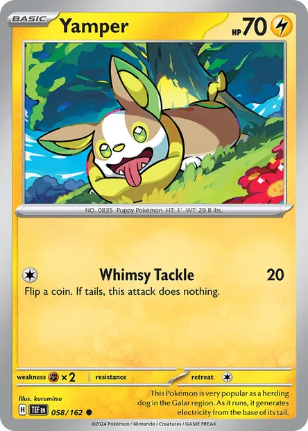 Yamper, Pokémon card TEF 058 — Temporal Forces set