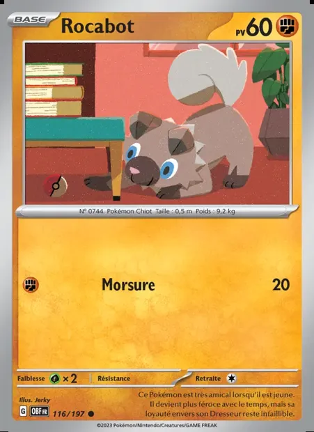 Rocabot, carte Pokémon OBF 116 — extension Flammes Obsidiennes