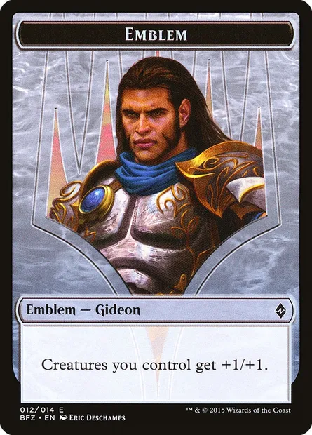 Gideon, Ally of Zendikar Emblem, carte Magic TBFZ 12 — extension Battle for Zendikar Tokens
