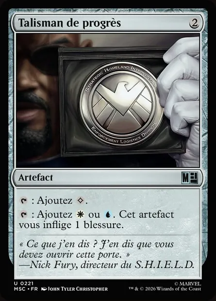 Talisman de progrès, carte Magic MSC 221 — extension Marvel Super Heroes Commander