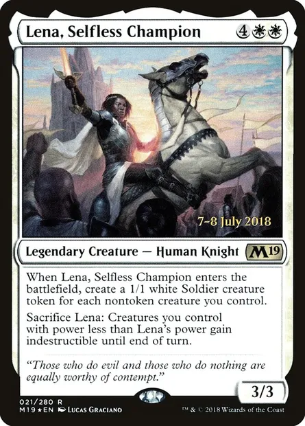 Lena, championne dévouée, carte Magic PM19 21s — extension Core Set 2019 Promos