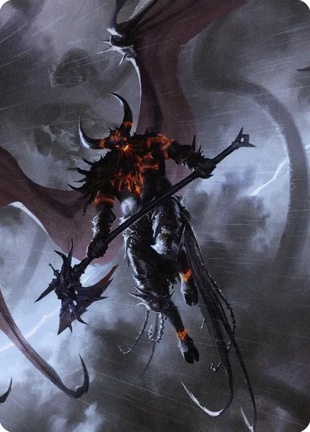 Burning-Rune Demon // Burning-Rune Demon, Magic card AKHM 20 — Kaldheim Art Series set