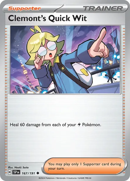 Clemont's Quick Wit, Pokémon card SSP 167 — Surging Sparks set