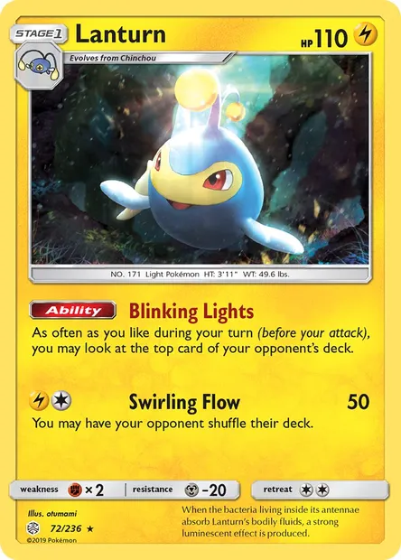 Lanturn, Pokémon card CEC 72 — Cosmic Eclipse set