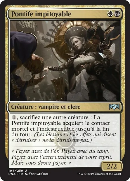 Pontife impitoyable, carte Magic RNA 194 — extension L'allégeance de Ravnica