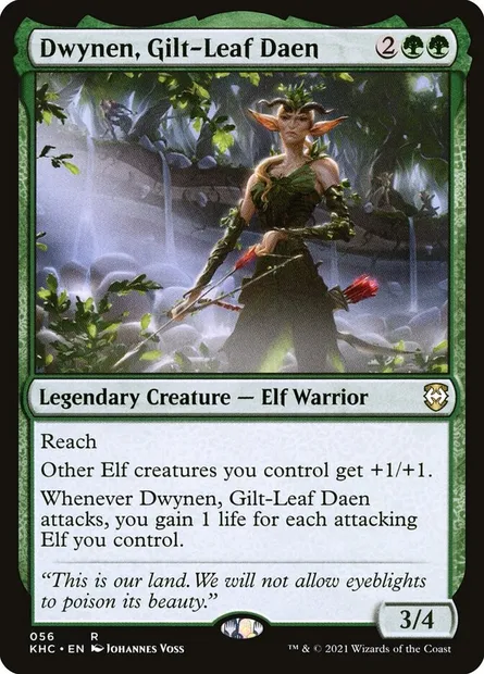 Dwynen, Gilt-Leaf Daen, Magic card KHC 56 — Kaldheim Commander set