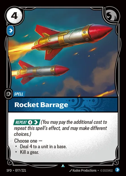 Rocket Barrage, Riftbound card SFD 077 — Spiritforged set
