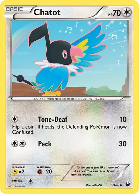 Chatot, Pokémon card DEX 85 — Dark Explorers set