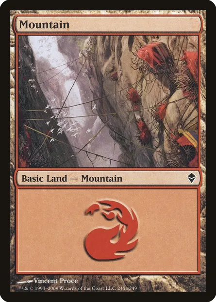 Montagne, carte Magic ZEN 245a — extension Zendikar
