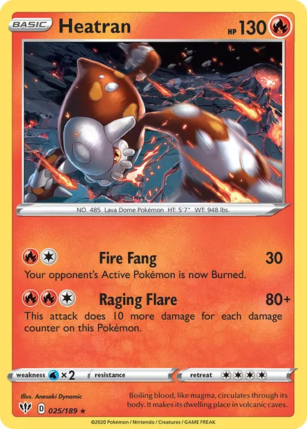 Heatran, Pokémon card DAA 25 — Darkness Ablaze set