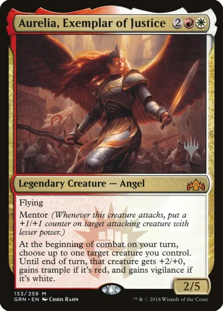 Aurelia, Exemplar of Justice, Magic card PGRN 153p — Guilds of Ravnica Promos set