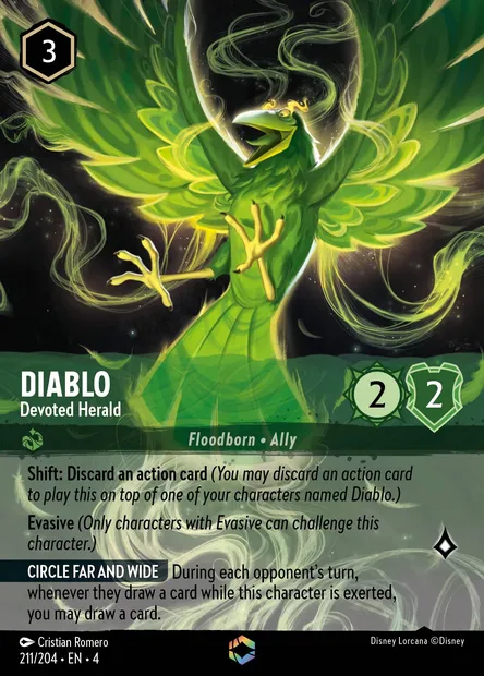 Diablo - Devoted Herald, Disney Lorcana card CH4-211 — Ursula's Return set