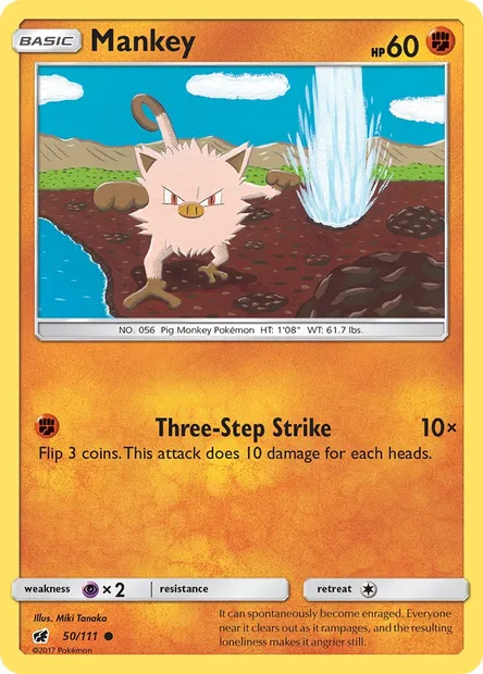 Mankey, Pokémon card CIN 50 — Crimson Invasion set