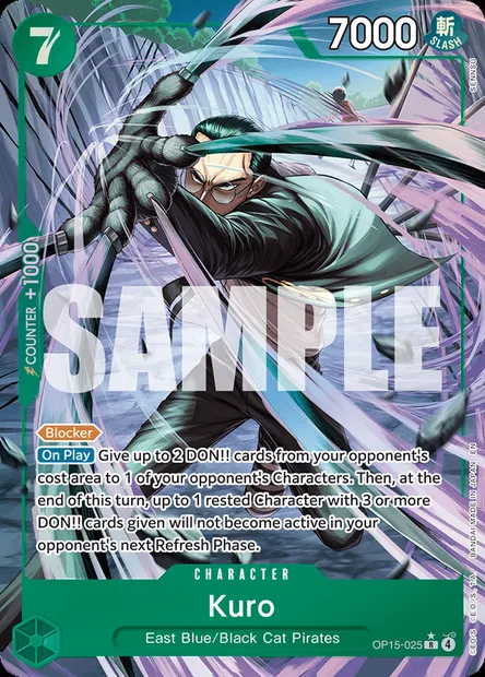 Kuro, One Piece card OP15-025 — ADVENTURE ON KAMI’S ISLAND set