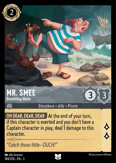 Mr. Smee - Bumbling Mate, Disney Lorcana card CH3-184 — Into the Inklands set