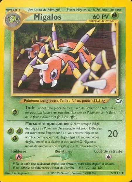 Migalos, carte Pokémon NG 27 — extension Neo Genesis