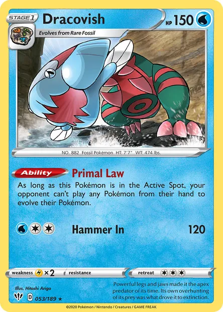 Dracovish, Pokémon card DAA 53 — Darkness Ablaze set