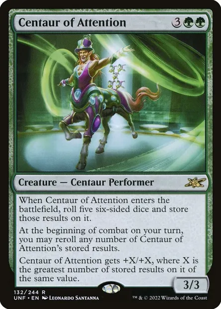 Centaur of Attention, carte Magic UNF 132 — extension Unfinity