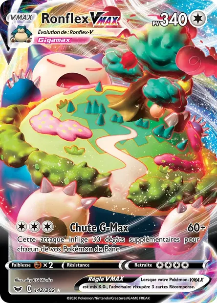 Ronflex VMAX, carte Pokémon SSH 142 — extension Épée et Bouclier