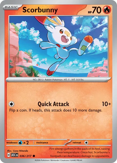 Scorbunny, Pokémon card ASC 036 — Ascended Heroes set