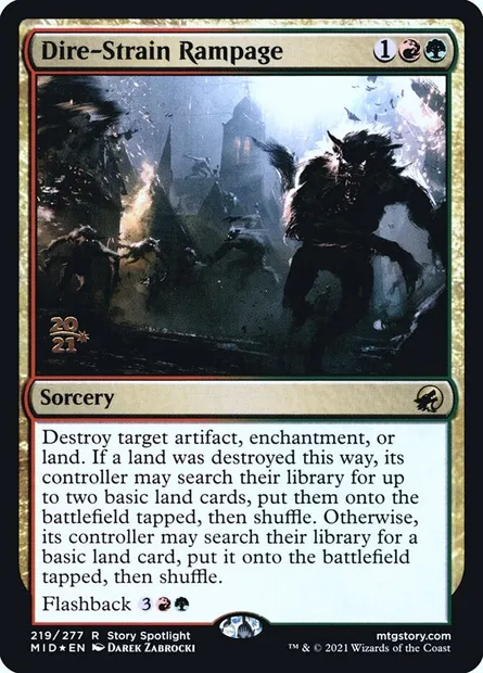 Dire-Strain Rampage, Magic card PMID 219s — Innistrad: Midnight Hunt Promos set