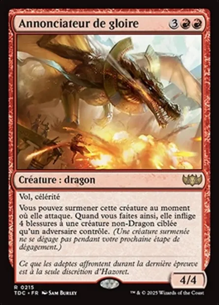 Annonciateur de gloire, carte Magic TDC 215 — extension Tarkir: Dragonstorm Commander