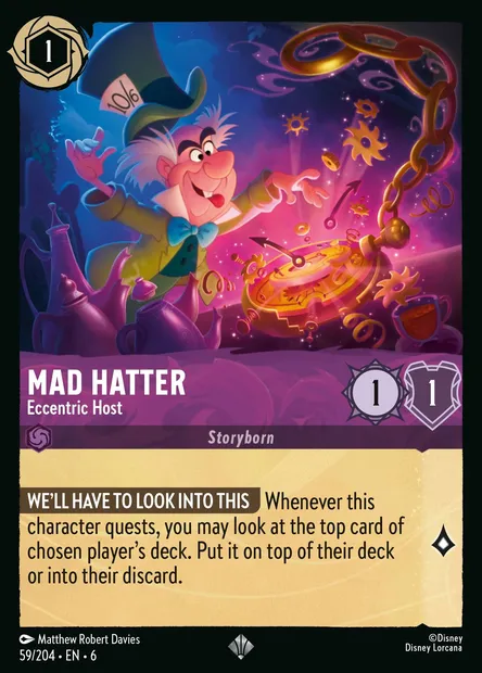 Mad Hatter - Eccentric Host, Disney Lorcana card CH6-059 — Azurite Sea set