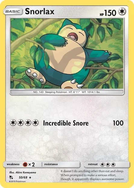 Snorlax, Pokémon card HIF 50 — Hidden Fates set