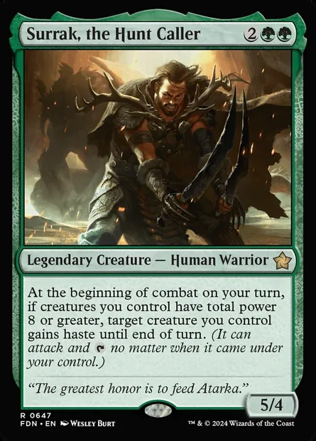 Surrak, the Hunt Caller, Magic card FDN 647 — Foundations set