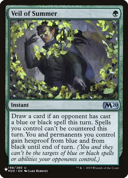 Veil of Summer, Magic card PLST M20-198 — The List set
