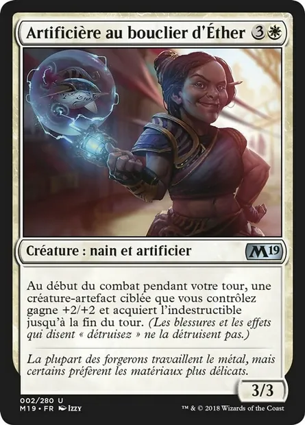 Artificière au bouclier d'Éther, carte Magic M19 2 — extension Core Set 2019