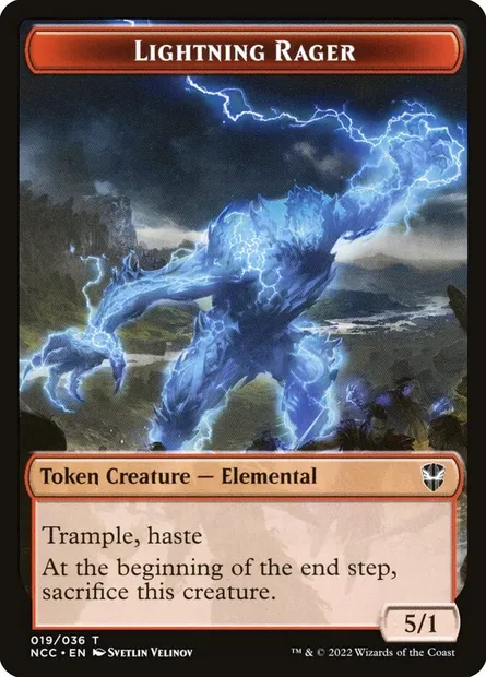 Lightning Rager, carte Magic TNCC 19 — extension New Capenna Commander Tokens
