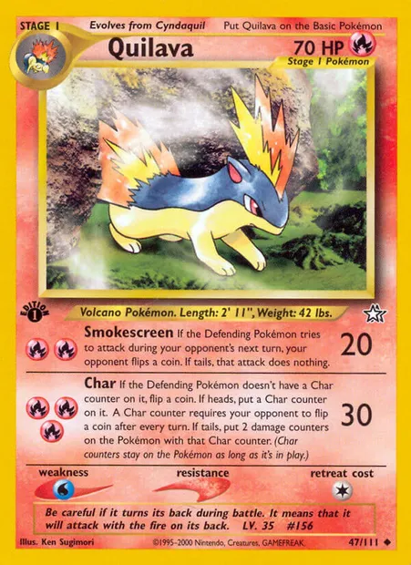 Quilava, Pokémon card NG 47 — Neo Genesis set