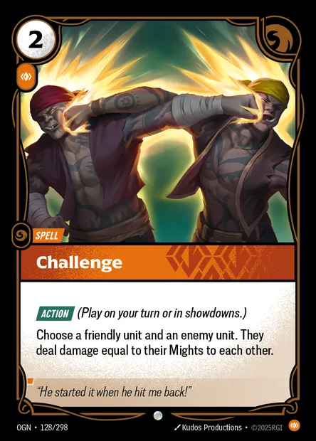 Challenge, carte Riftbound OGN 128 — extension Origins