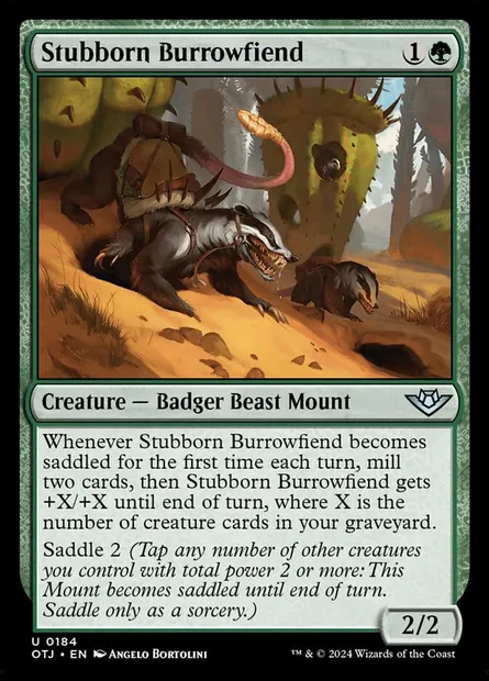 Stubborn Burrowfiend, Magic card OTJ 184 — Outlaws of Thunder Junction set