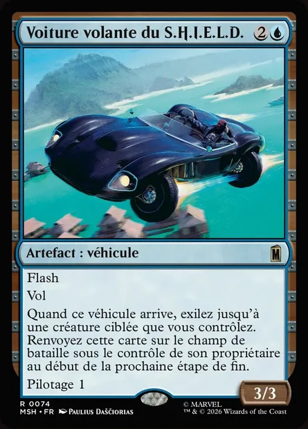 Voiture volante du S.H.I.E.L.D., carte Magic MSH 74 — extension Marvel Super Heroes