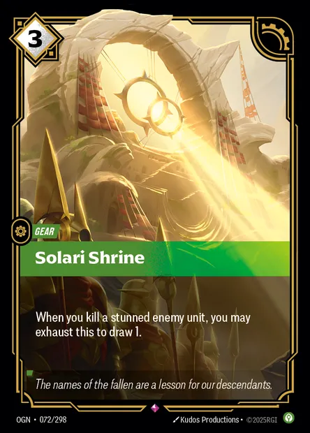 Solari Shrine, Riftbound card OGN 072 — Origins set