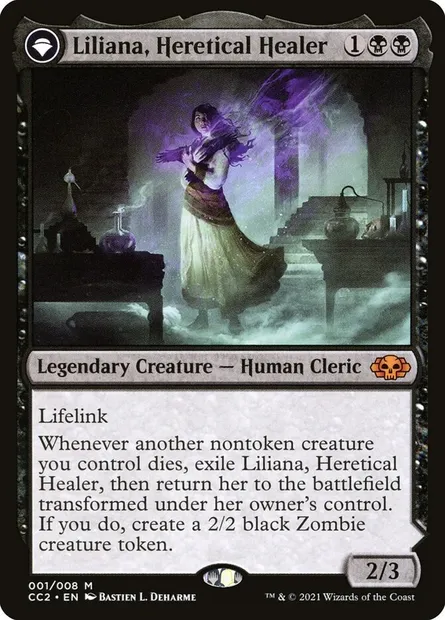 Liliana, Heretical Healer // Liliana, Defiant Necromancer, Magic card CC2 1 — Commander Collection: Black set
