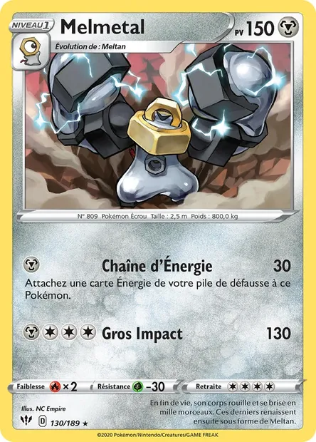 Melmetal, carte Pokémon DAA 130 — extension Ténèbres Embrasées