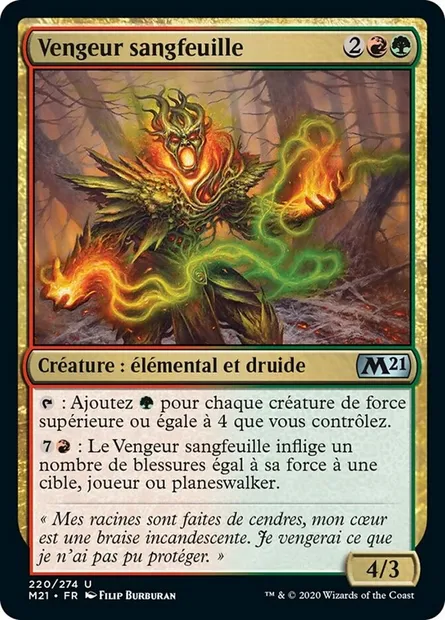 Vengeur sangfeuille, carte Magic M21 220 — extension Core Set 2021