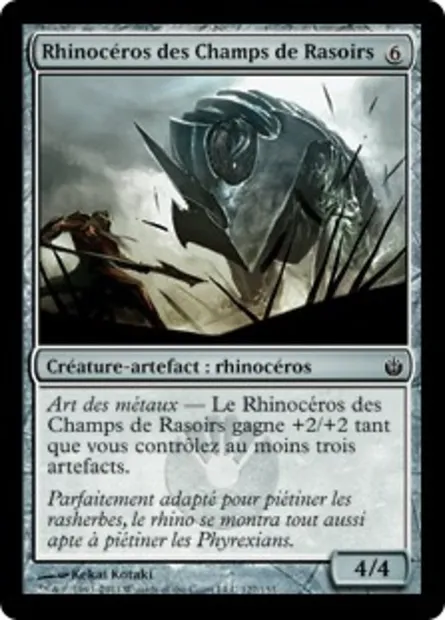 Rhinocéros des Champs de Rasoirs, carte Magic MBS 127 — extension Mirrodin assiégé
