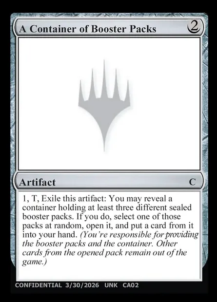 A Container of Booster Packs, Magic card UNK CA02 — Unknown Event set