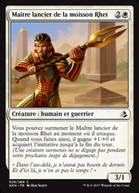 Maître lancier de la moisson Rhet, carte Magic AKH 26 — extension Amonkhet