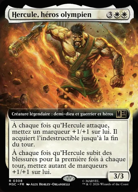 Hercule, héros olympien, carte Magic MSC 308 — extension Marvel Super Heroes Commander