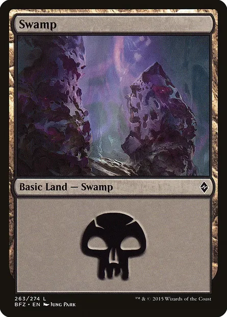 Swamp, Magic card BFZ 263a — Battle for Zendikar set