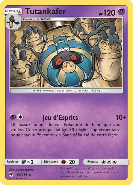Tutankafer, carte Pokémon LOT 100 — extension Tonnerre Perdu