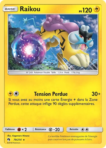 Raikou, carte Pokémon LOT 79 — extension Tonnerre Perdu