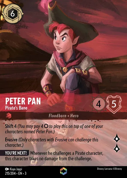 Peter Pan - Pirate's Bane, Disney Lorcana card CH3-215 — Into the Inklands set