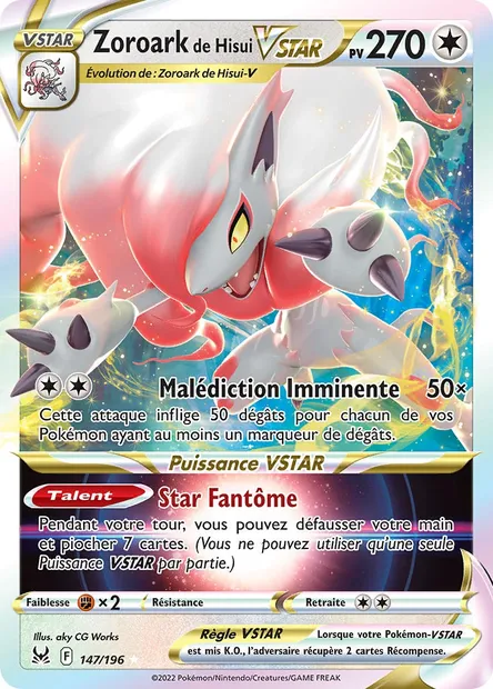 Zoroark de Hisui VSTAR, carte Pokémon LOR 147 — extension Origine Perdue
