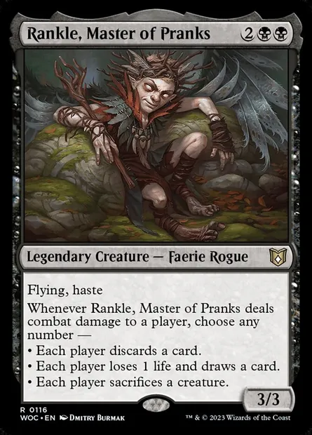 Rankle, Master of Pranks, Magic card WOC 116 — Wilds of Eldraine Commander set